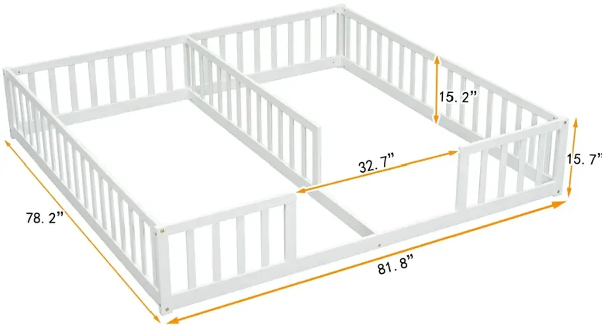 Double Floor Bed With Fence, Guardrails, Without Door