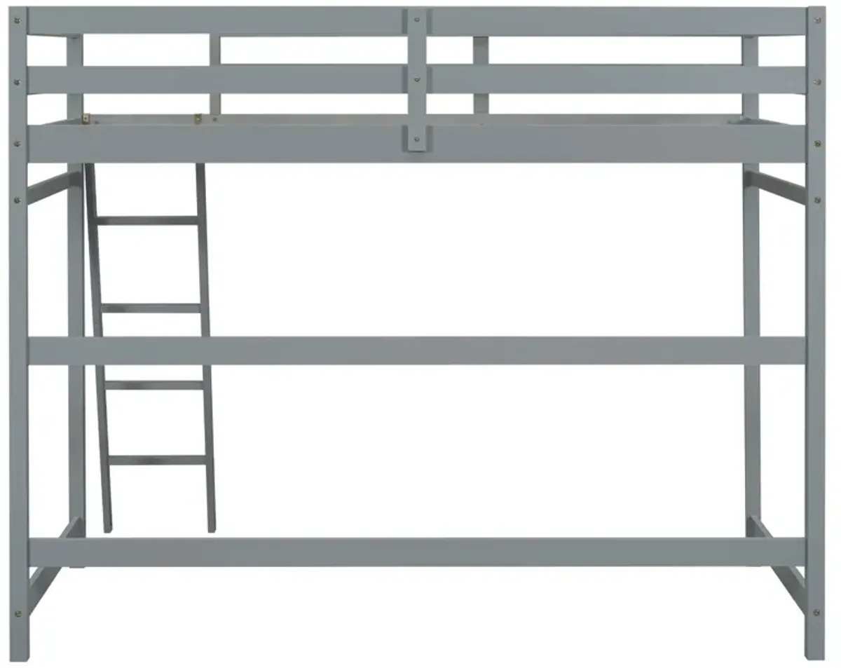 High Loft Bed With Inclined Ladder, Guardrails