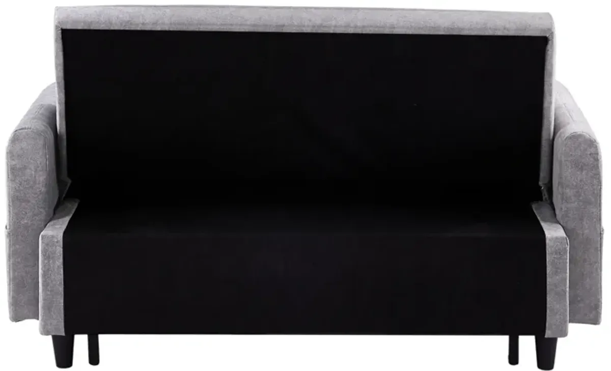 Pull Out Sleep Sofa Bed Loveseats Sofa Couch With Adjsutable Backrest, Storage Pockets, 2 Soft Pillows, USB Ports For Living Room