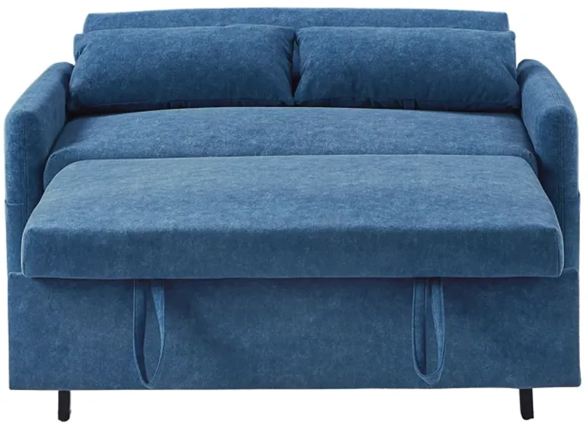 Pull Out Sleep Sofa Bed Loveseats Sofa Couch With Adjsutable Backrest, Storage Pockets, 2 Soft Pillows, USB Ports For Living Room