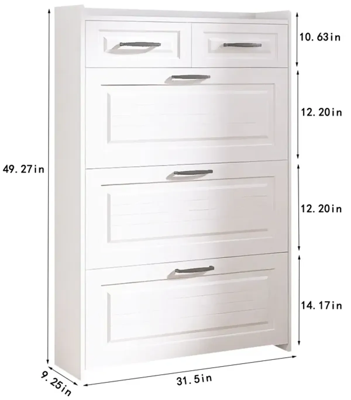 Shoe Cabinet With 3 Doors 2 Drawers, PVC Door With Shape, Large Space For Storage