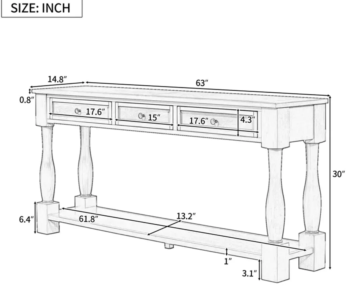 Console Table Long Console Table With Drawers And Shelf For Entryway, Hallway, Living Room