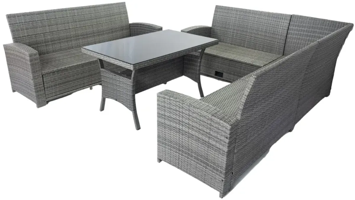 5 Piece Patio Wicker Outdoor Sectional Set 9 Seater Conversation Set With 3 Storage Under Seat