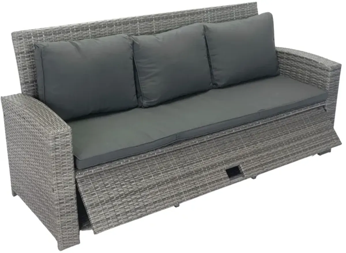 5 Piece Patio Wicker Outdoor Sectional Set 9 Seater Conversation Set With 3 Storage Under Seat