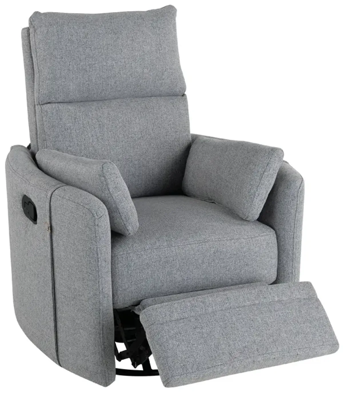 Upholstered Swivel Recliner Manual Rocker Recliner Chair Baby Nursery Chair With Two Removable Pillows For Living Room