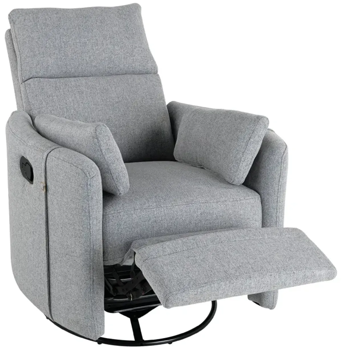 Upholstered Swivel Recliner Manual Rocker Recliner Chair Baby Nursery Chair With Two Removable Pillows For Living Room