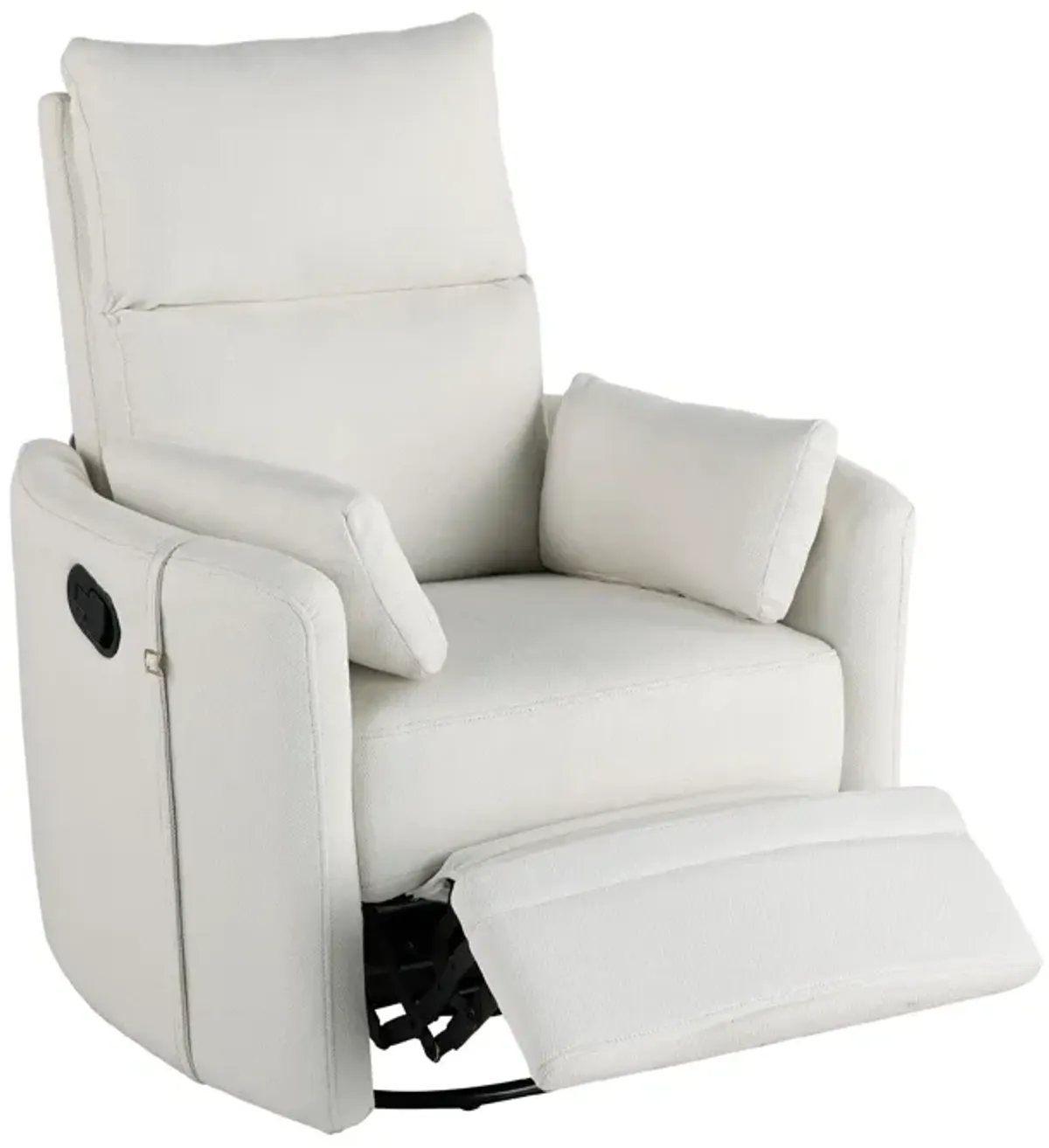 Upholstered Swivel Recliner Manual Rocker Recliner Chair Baby Nursery Chair With Two Removable Pillows For Living Room