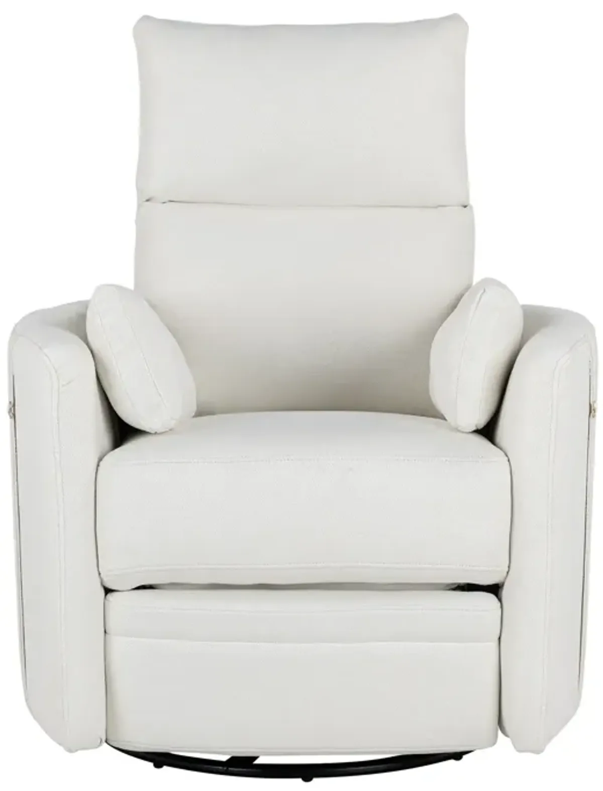 Upholstered Swivel Recliner Manual Rocker Recliner Chair Baby Nursery Chair With Two Removable Pillows For Living Room