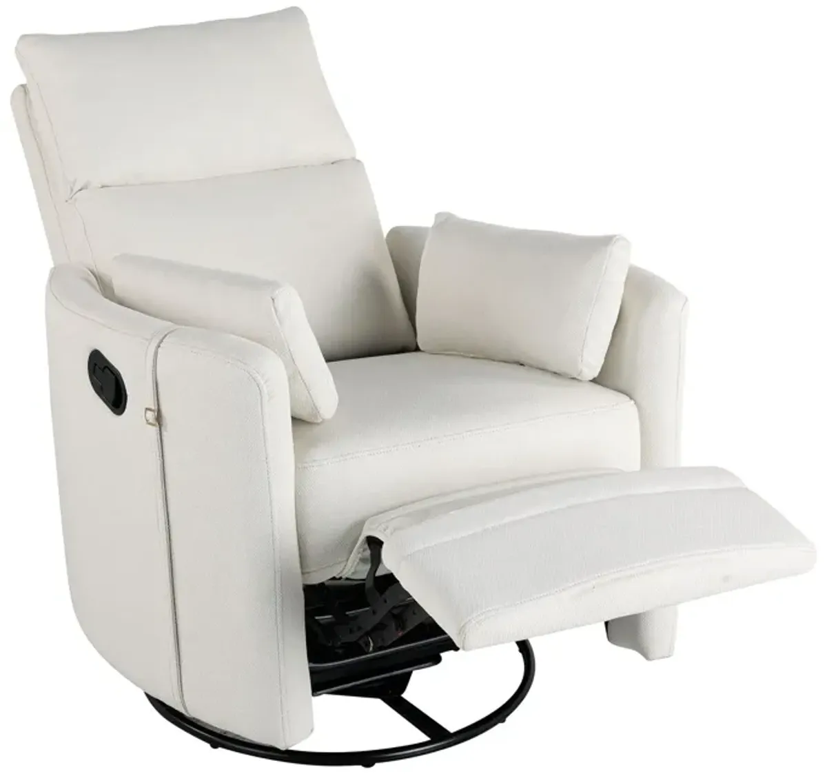 Upholstered Swivel Recliner Manual Rocker Recliner Chair Baby Nursery Chair With Two Removable Pillows For Living Room