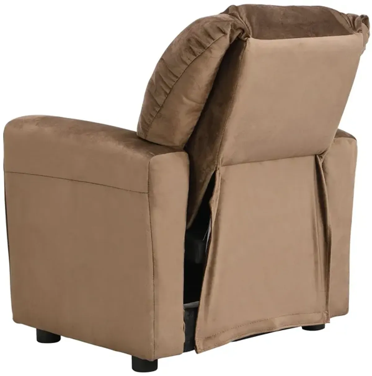 Kids Recliner Chair, Kids Upholstered Couch With One Cup Holder, Toddlers Recliner With Headrest And Footrest - Brown