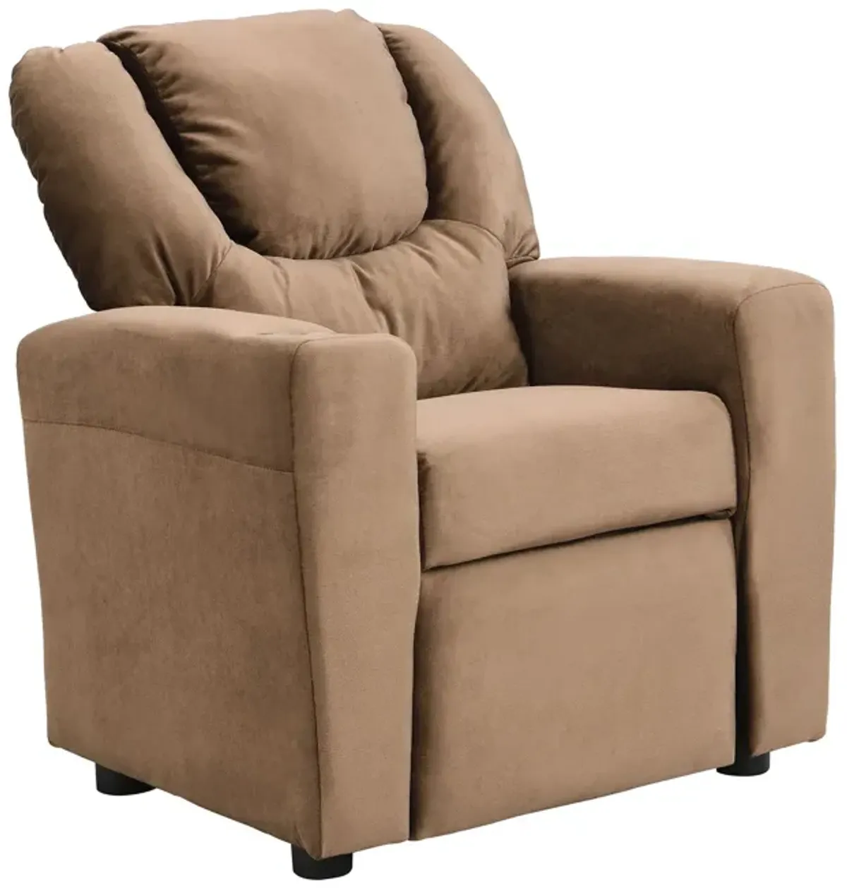 Kids Recliner Chair, Kids Upholstered Couch With One Cup Holder, Toddlers Recliner With Headrest And Footrest - Brown