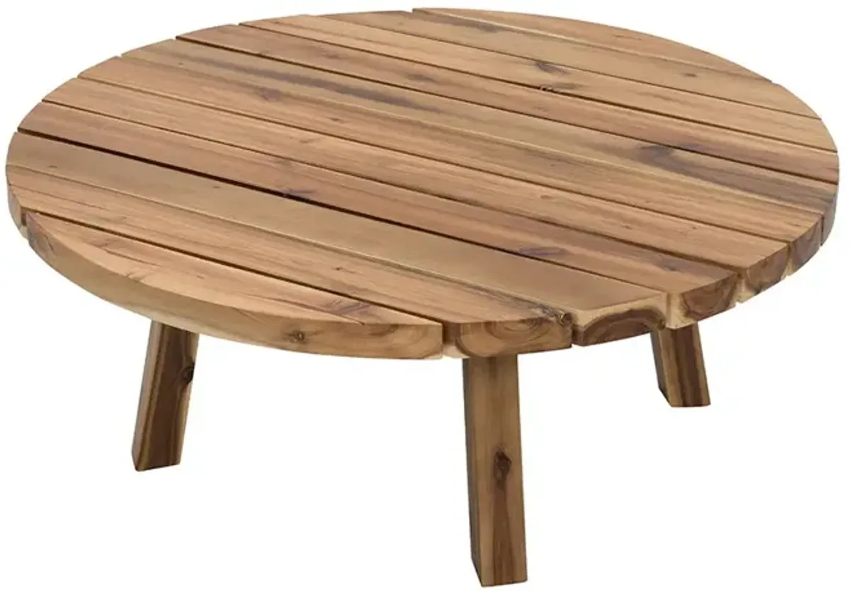 Coffee Table, Durable Solid Acacia Wood - Natural Brown