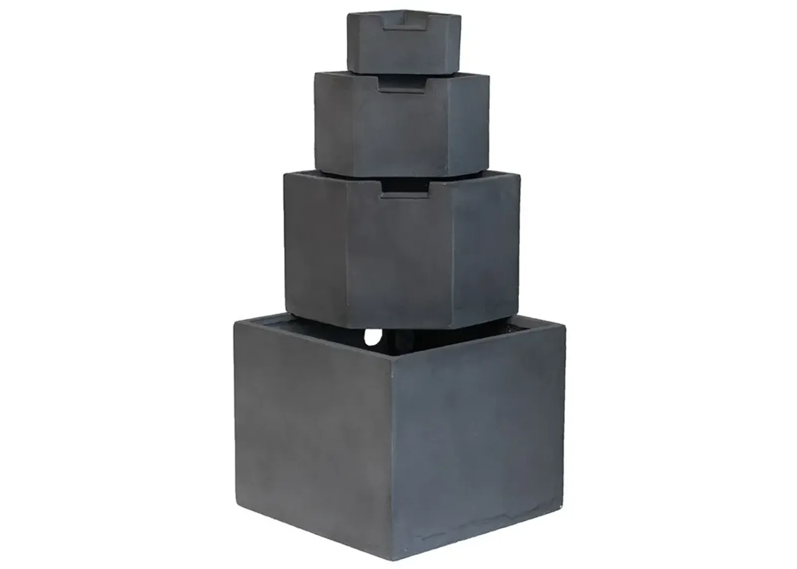 Cement 4 Tier Block Water Fountain Outdoor - Gray