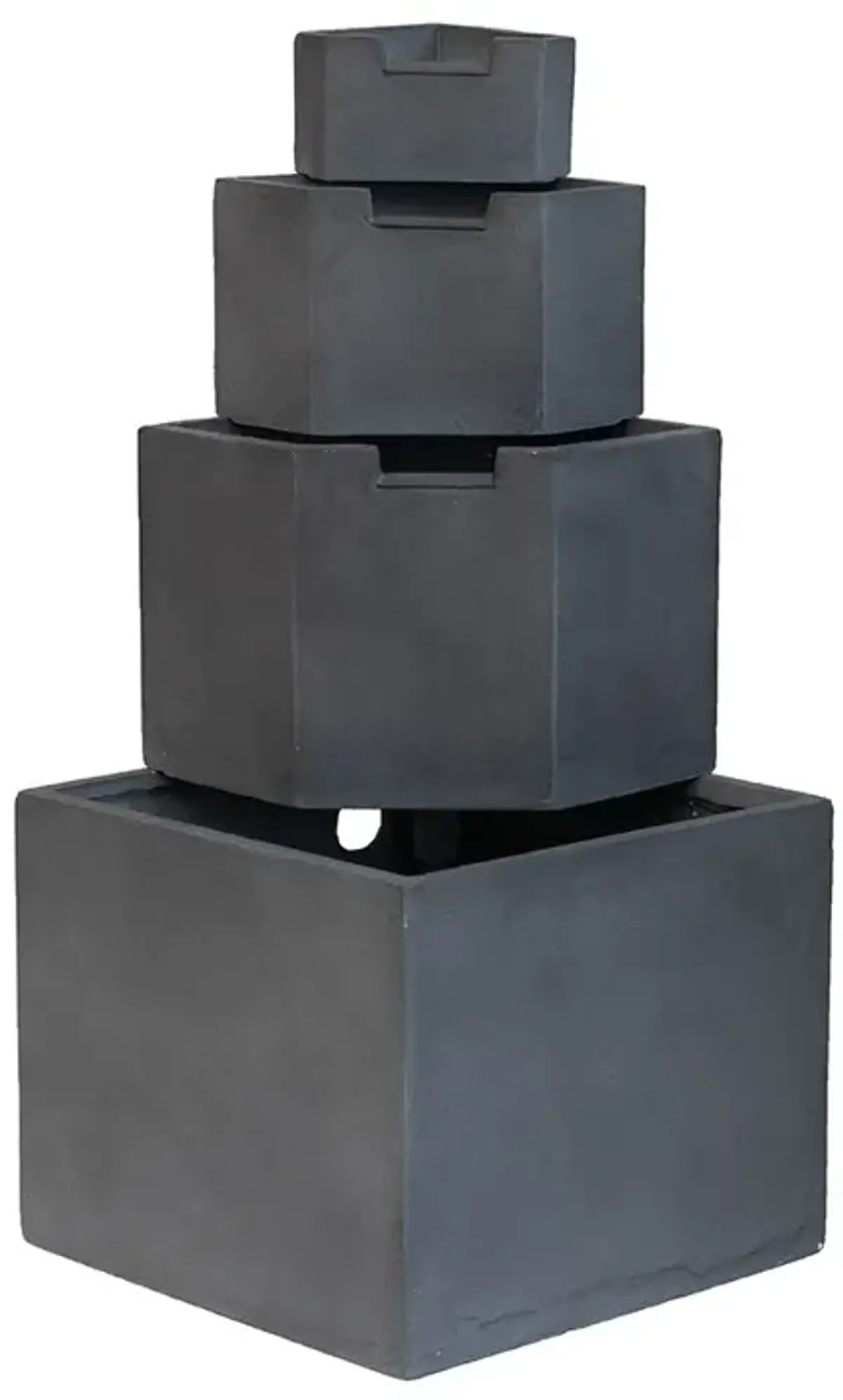 Cement 4 Tier Block Water Fountain Outdoor - Gray