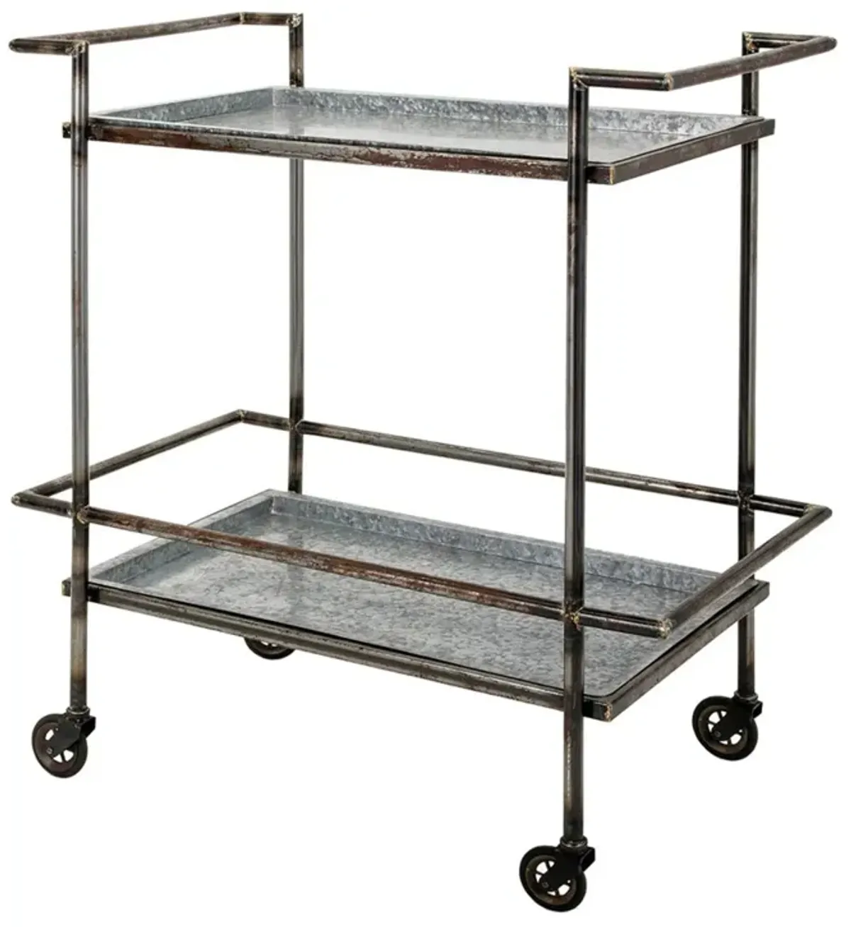 Percy Galvanized Metal Bar Cart - Gray / Black