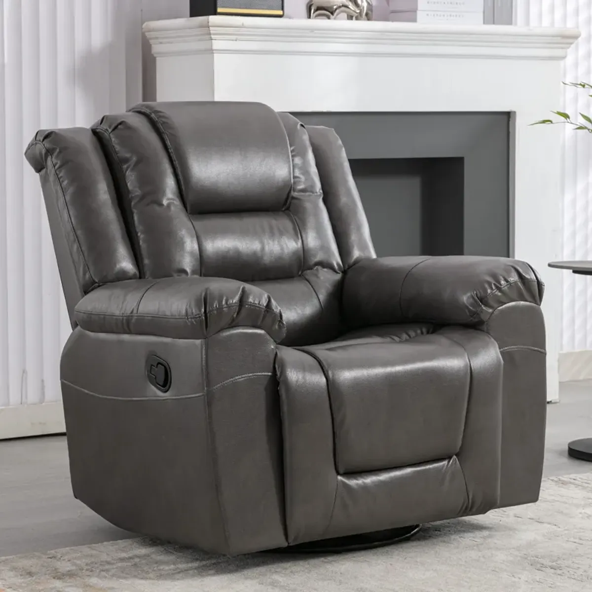 360° Swivel And Rocking Home Theater Recliner Manual Recliner Chair With Wide Armrest For Living Room