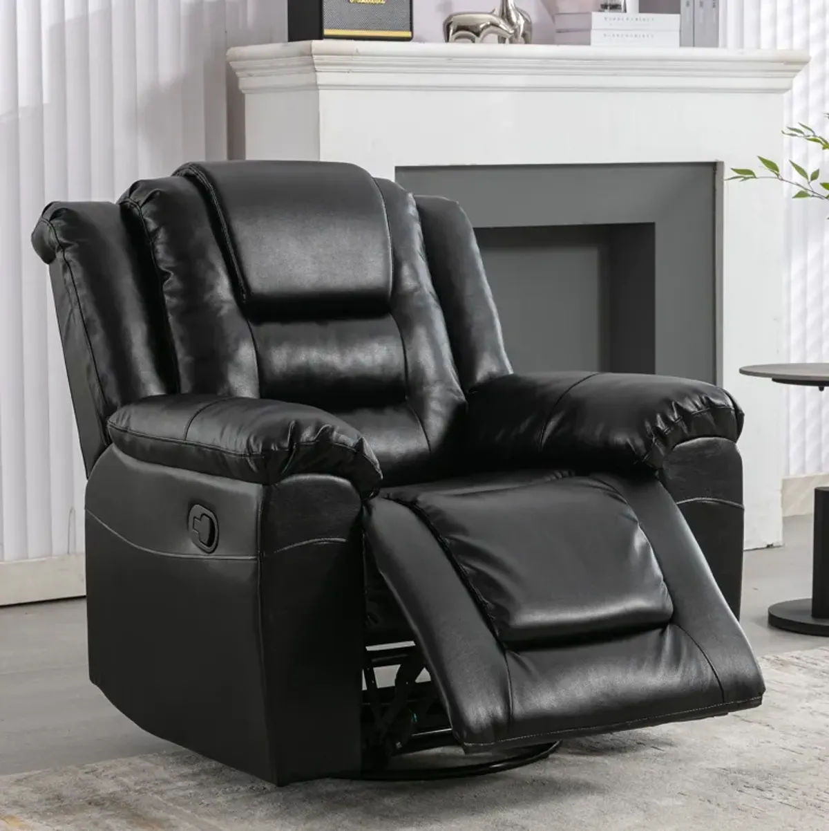 360° Swivel And Rocking Home Theater Recliner Manual Recliner Chair With Wide Armrest For Living Room