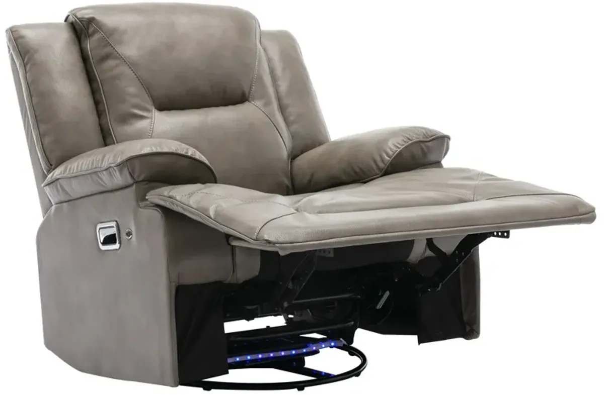 360° Swivel And Rocking Home Theater Recliner Manual Recliner Chair With A Led Light Strip For Living Room