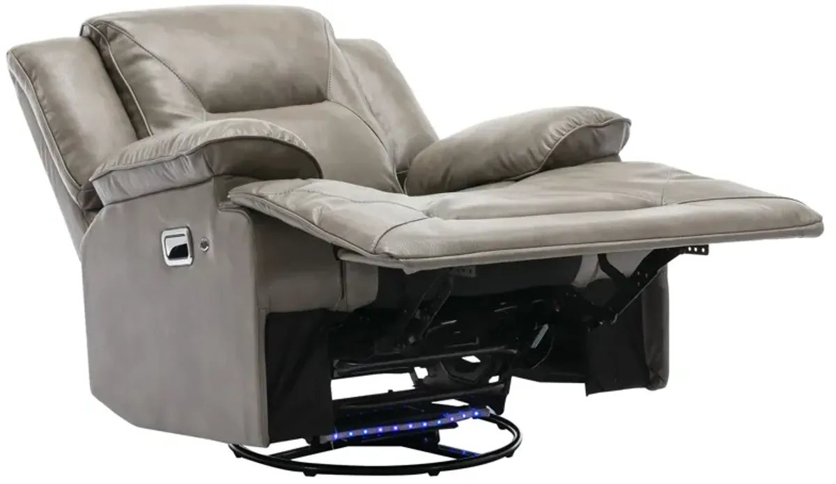 360° Swivel And Rocking Home Theater Recliner Manual Recliner Chair With A Led Light Strip For Living Room