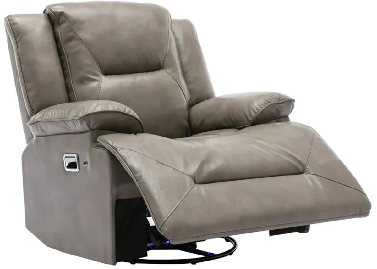 360° Swivel And Rocking Home Theater Recliner Manual Recliner Chair With A Led Light Strip For Living Room