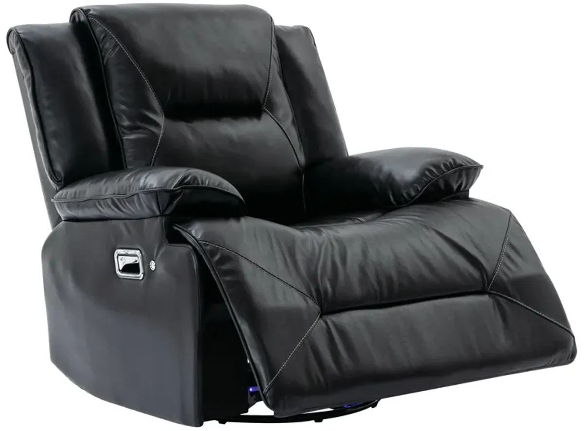 360° Swivel And Rocking Home Theater Recliner Manual Recliner Chair With A Led Light Strip For Living Room