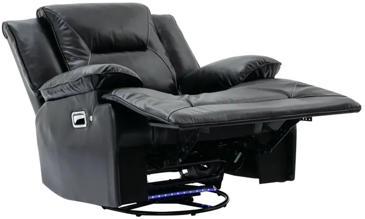 360° Swivel And Rocking Home Theater Recliner Manual Recliner Chair With A Led Light Strip For Living Room