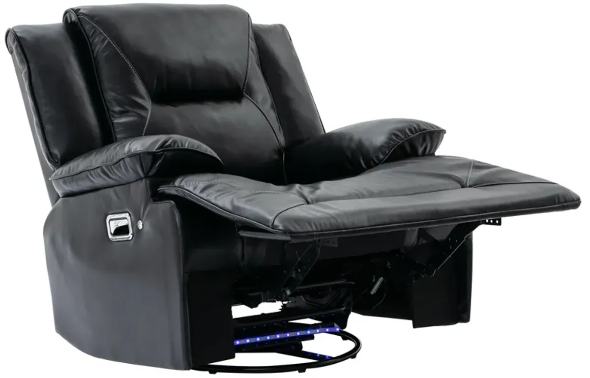 360° Swivel And Rocking Home Theater Recliner Manual Recliner Chair With A Led Light Strip For Living Room