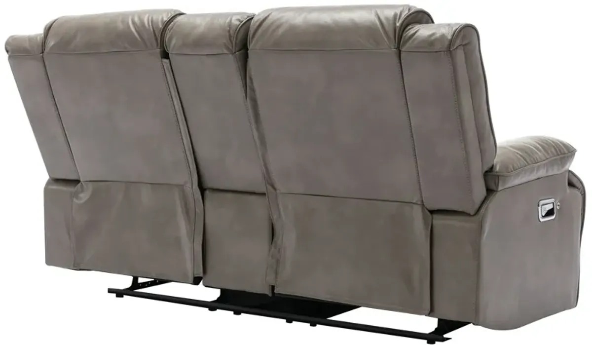 2 Seater Home Theater Recliner Manual Recliner Chair With A Led Light Strip Two Cup Holders And A Storage Box For Living Room