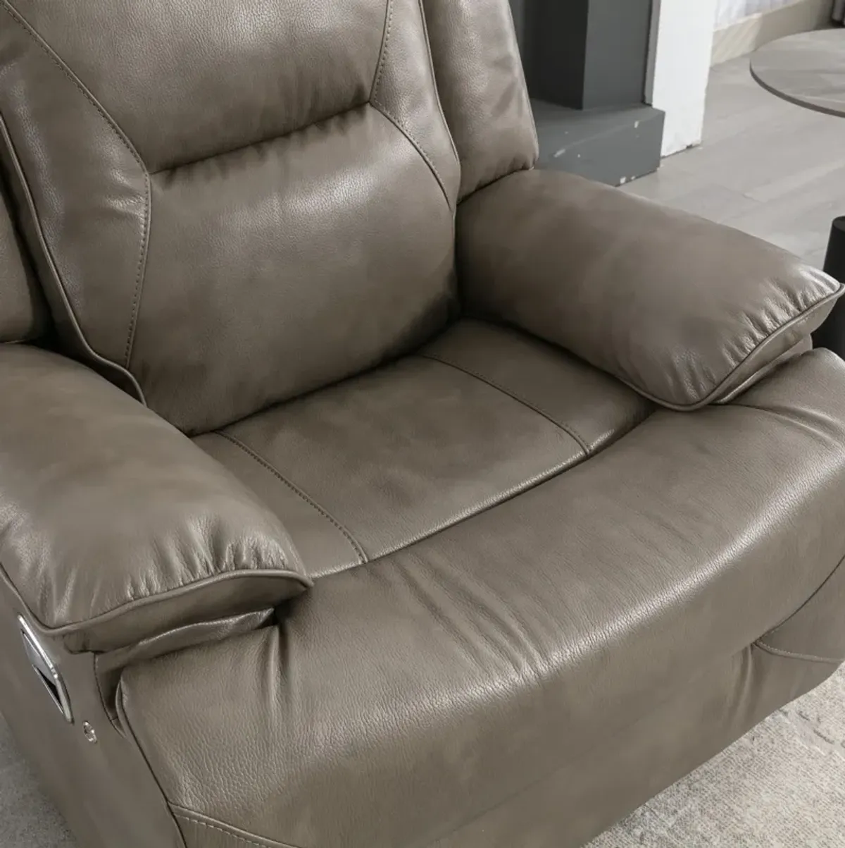 2 Seater Home Theater Recliner Manual Recliner Chair With A Led Light Strip Two Cup Holders And A Storage Box For Living Room