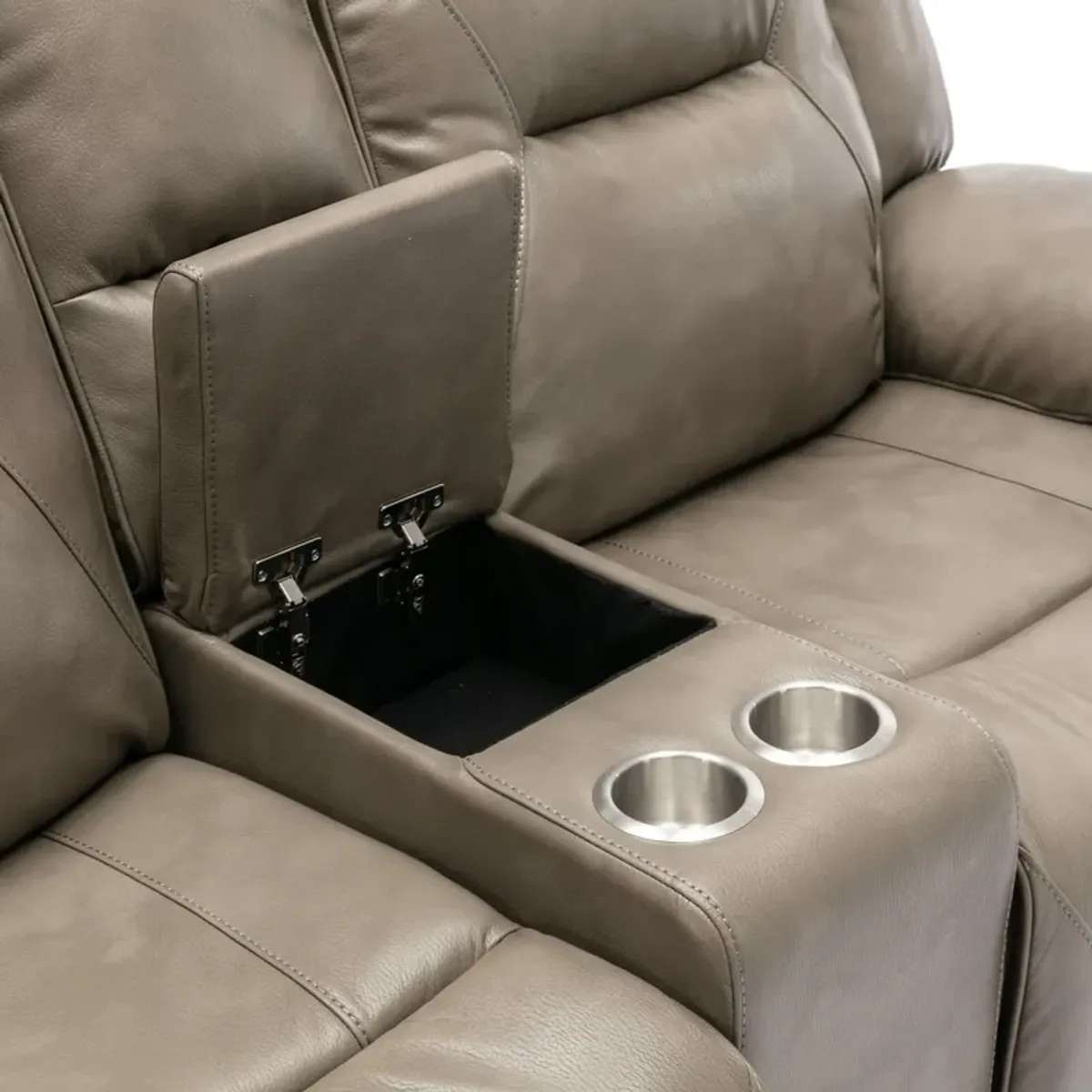 2 Seater Home Theater Recliner Manual Recliner Chair With A Led Light Strip Two Cup Holders And A Storage Box For Living Room