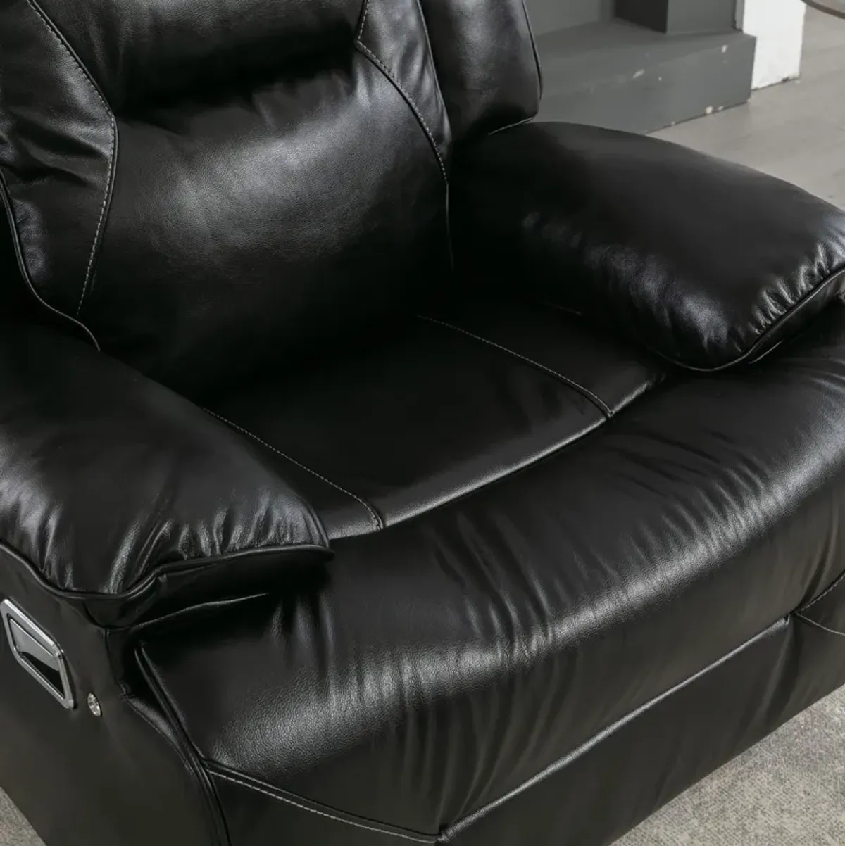 2 Seater Home Theater Recliner Manual Recliner Chair With A Led Light Strip Two Cup Holders And A Storage Box For Living Room