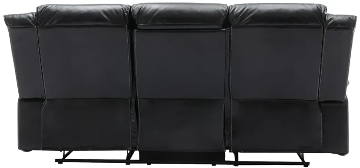 3 Seater Home Theater Recliner Manual Recliner Chair With A Led Light Strip Two Built-In Cup Holders For Living Room