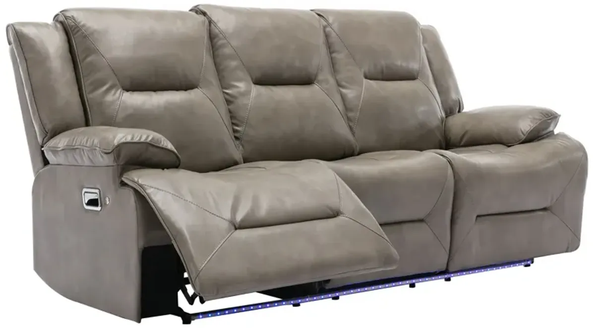 3 Seater Home Theater Recliner Manual Recliner Chair With A Led Light Strip Two Built-In Cup Holders For Living Room