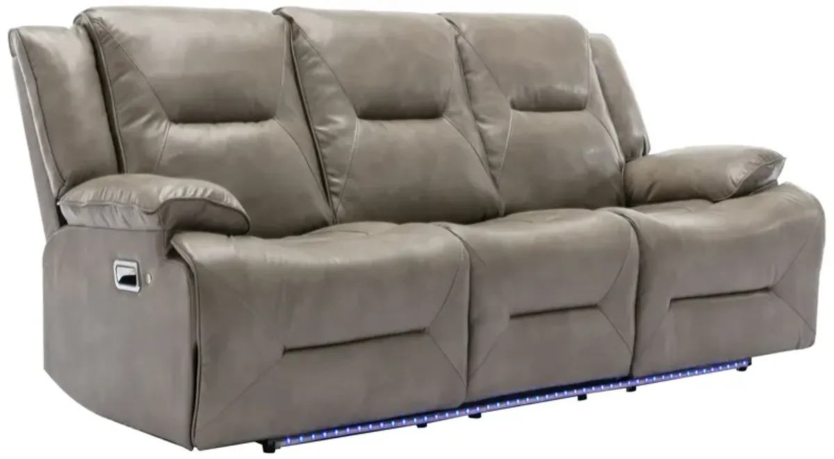 3 Seater Home Theater Recliner Manual Recliner Chair With A Led Light Strip Two Built-In Cup Holders For Living Room