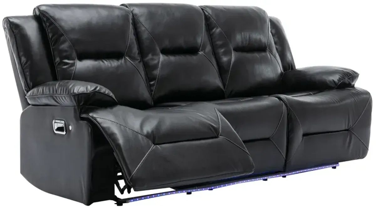 3 Seater Home Theater Recliner Manual Recliner Chair With A Led Light Strip Two Built-In Cup Holders For Living Room