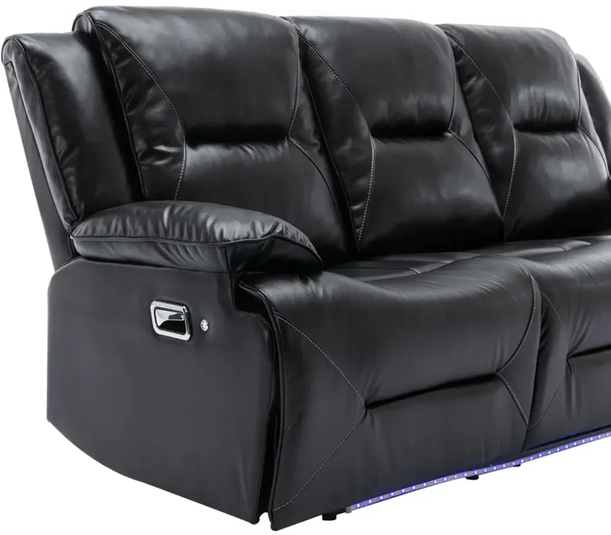 3 Seater Home Theater Recliner Manual Recliner Chair With A Led Light Strip Two Built-In Cup Holders For Living Room