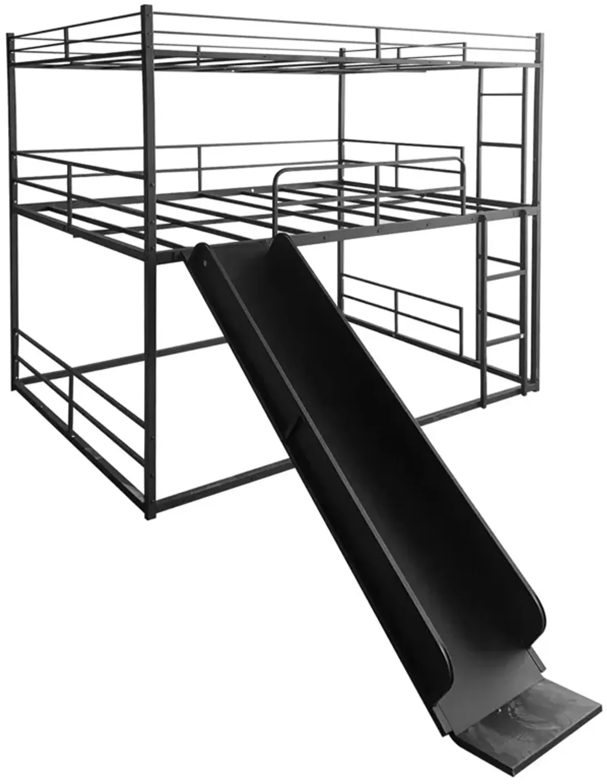 Twin Size House Loft Bed With Slide And Ladder - Black