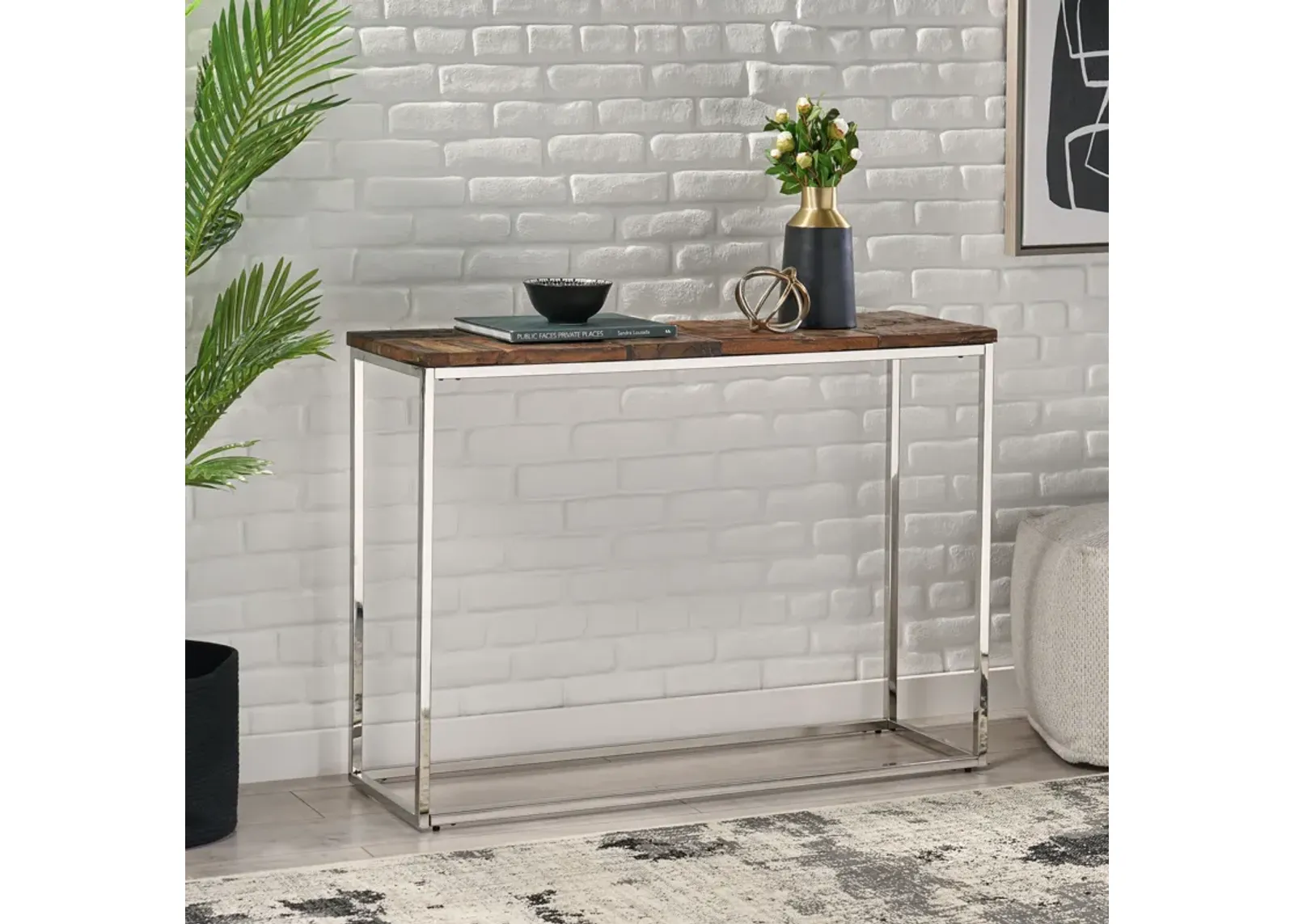 Console Table - Brown / Silver