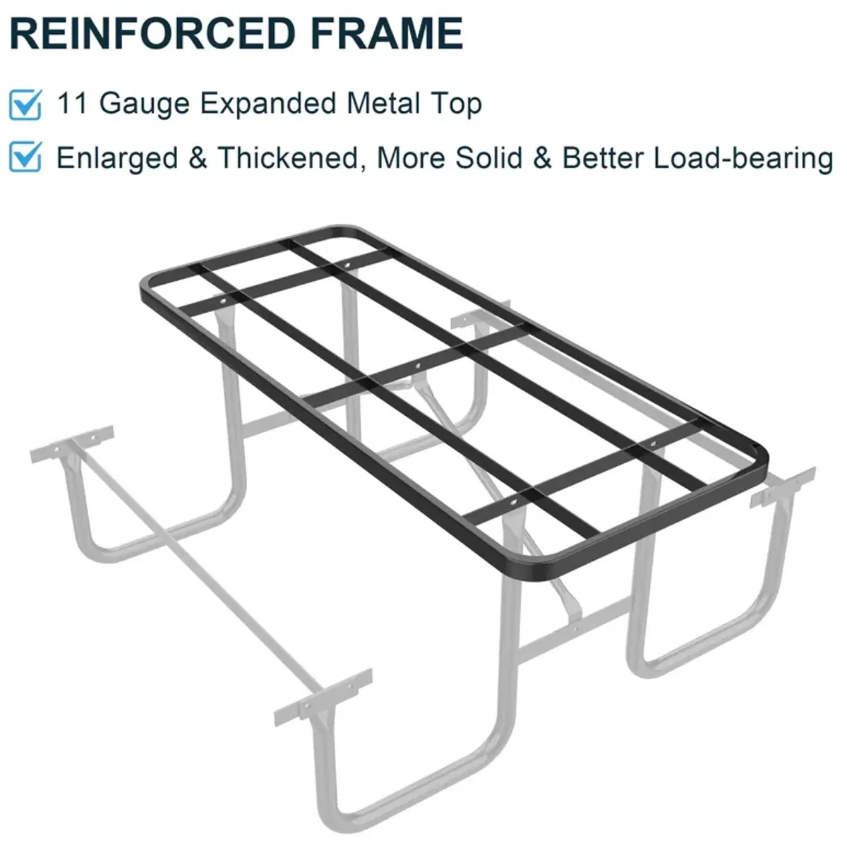 Expanded Rectangular Picnic Table - Blue - Metal