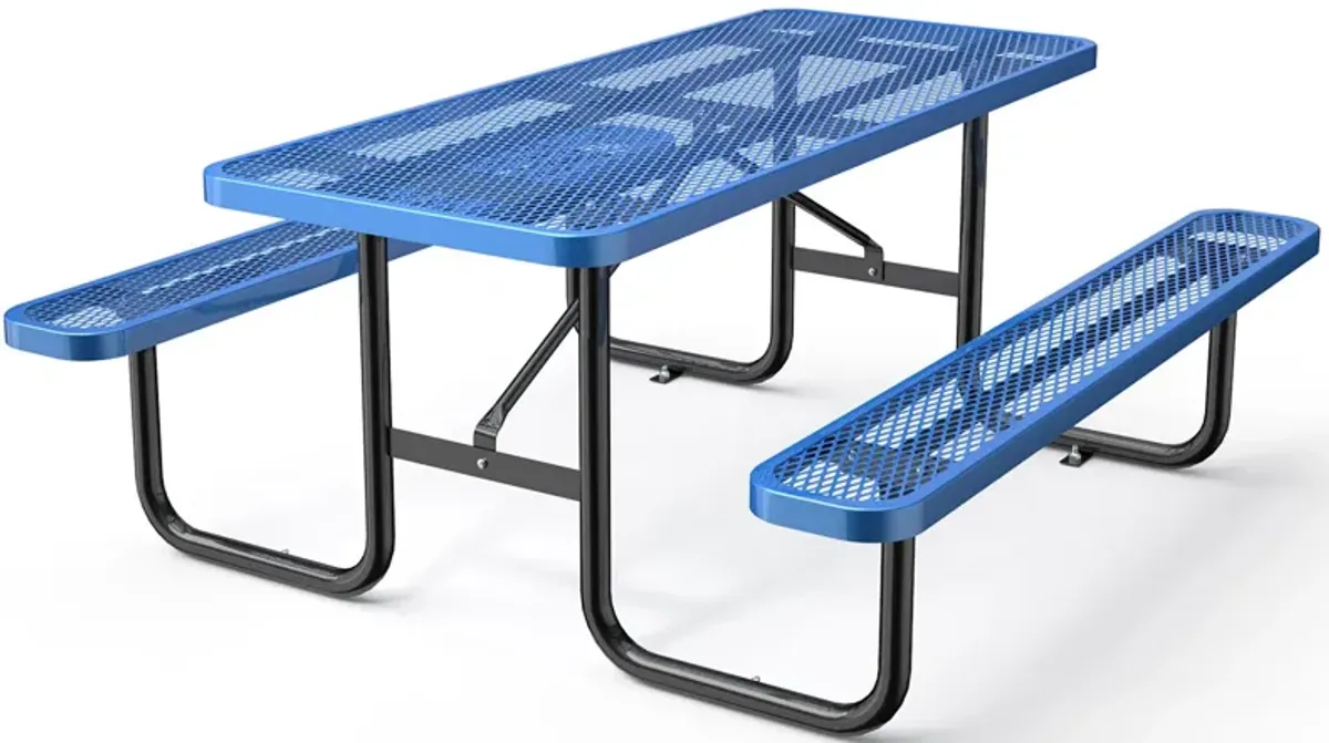 Expanded Rectangular Picnic Table - Blue - Metal