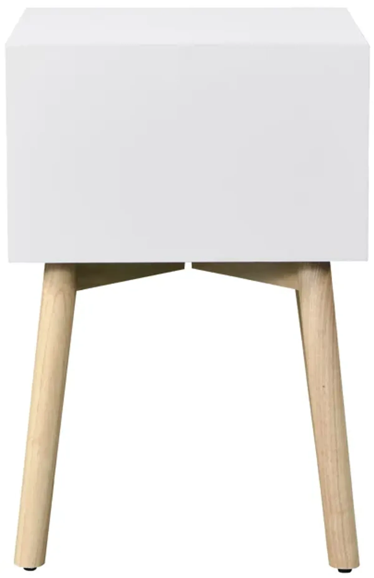 Modern Side Table With 2 Drawer, Mid-Century Storage Cabinet For Bedroom - White