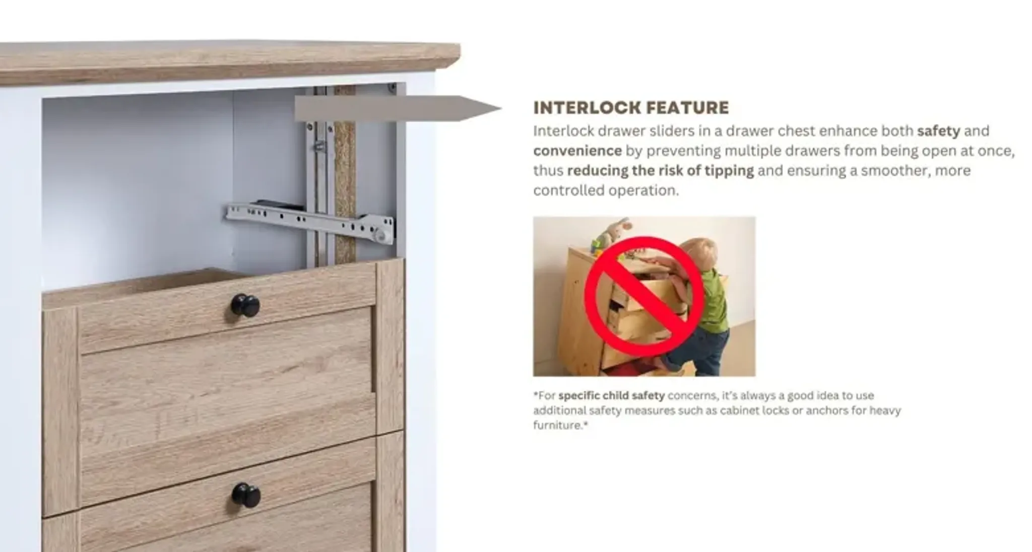 Autumn 5 Drawer Chest With Interlock Drawer Feature Drawer Slide And ...