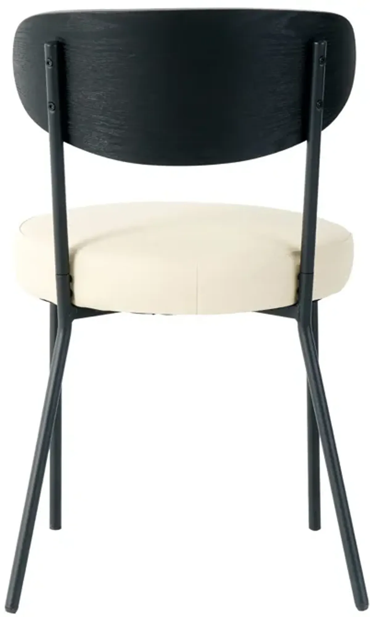 Modern Gray Simple PU Dining Chair Upholstered Chair Family Bedroom Stool Back Dressing, Black Round Table Set, Bentwood Covered With Ash Veneer Chair Back, Chair Metal Legs