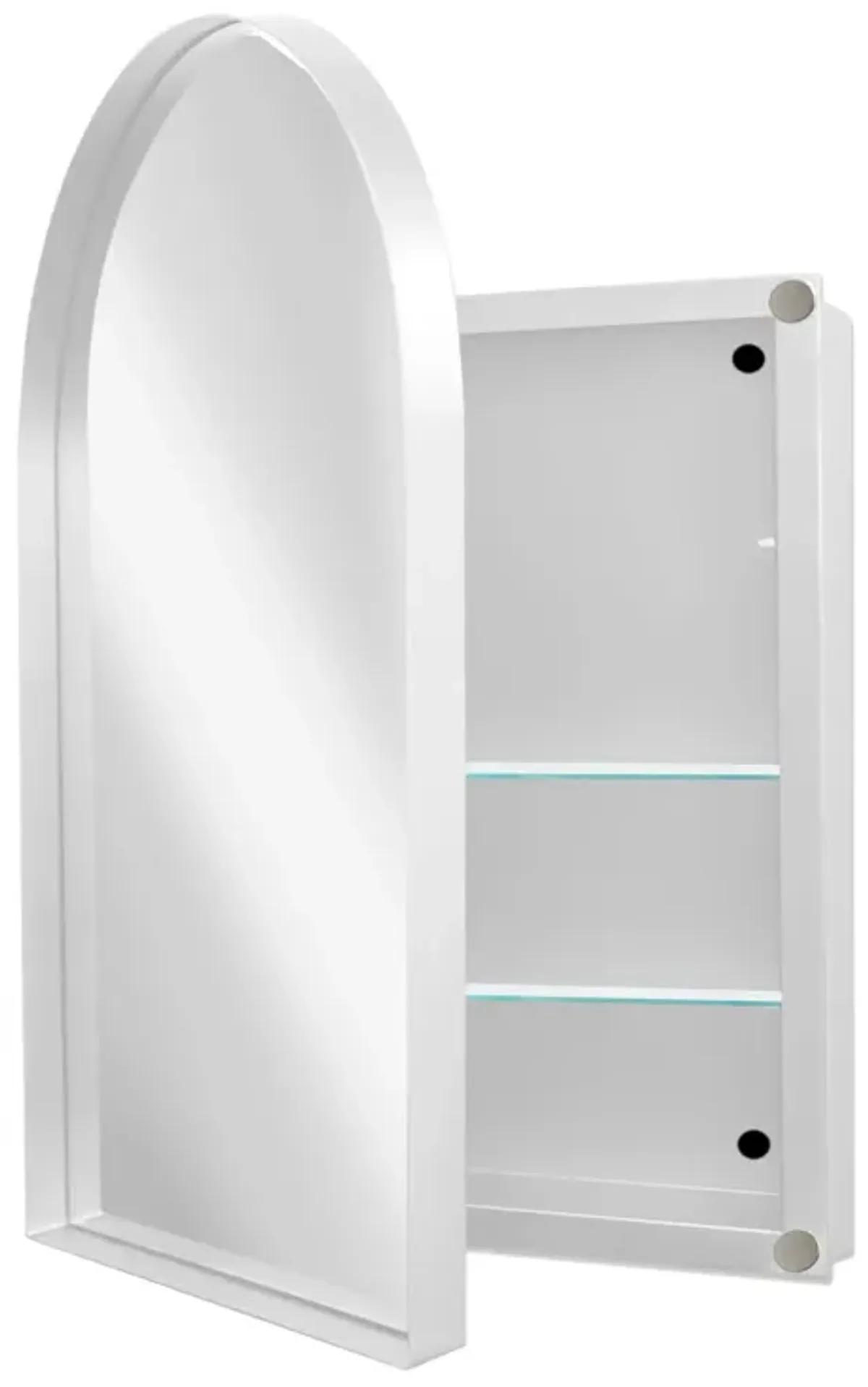 Arched Recessed Medicine Cabinet, Metal Framed Bathroom Wall Cabinet With Mirror And Adjustable Shelves, Wall Mirror With Storage For Bathroom