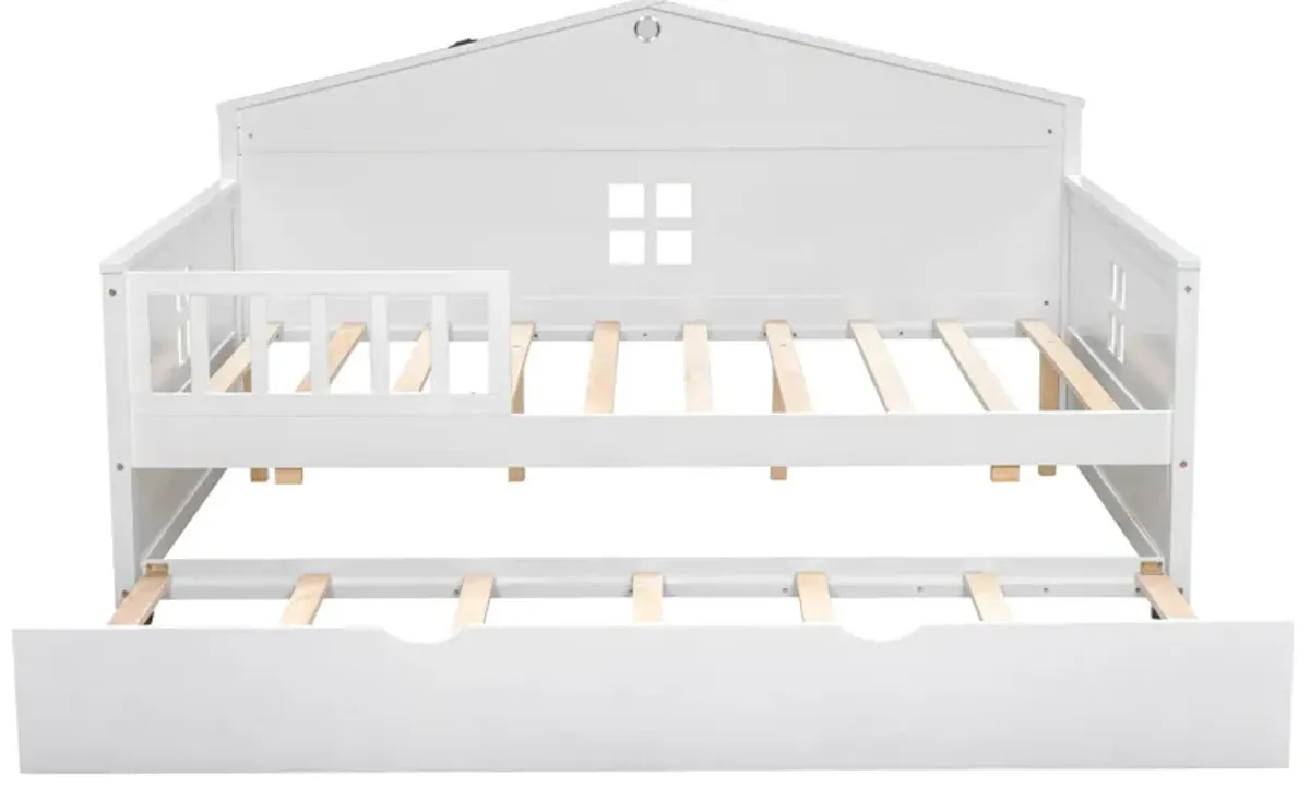 Wooden Daybed With Trundle And Sensor Light