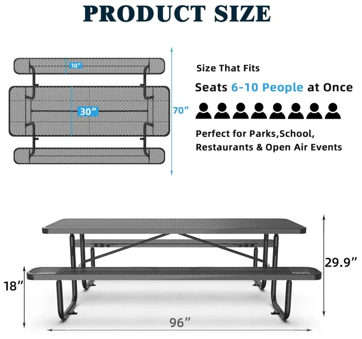 Expanded Metal Rectangular Picnic Table