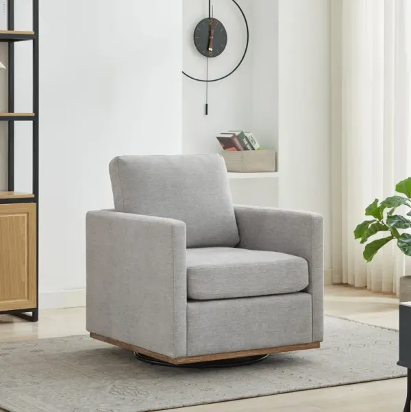 Square Upholstered Swivel Accent Chair And Comfy Accent Single Sofa Chair, 360° Club Chair, Lounge Armchair For Living Room Bedroom Apartment Nursery