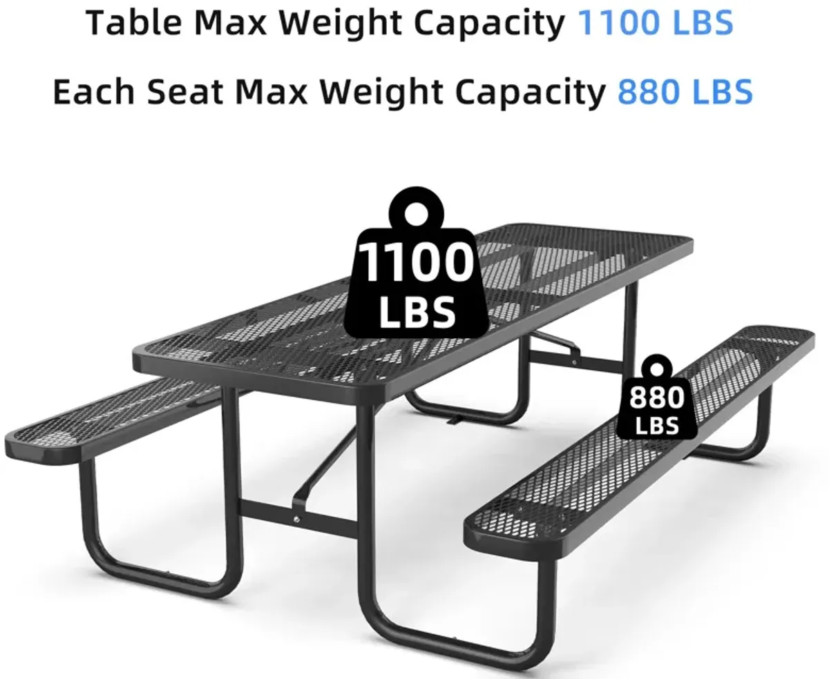 Metal Expanded Rectangular Picnic Table