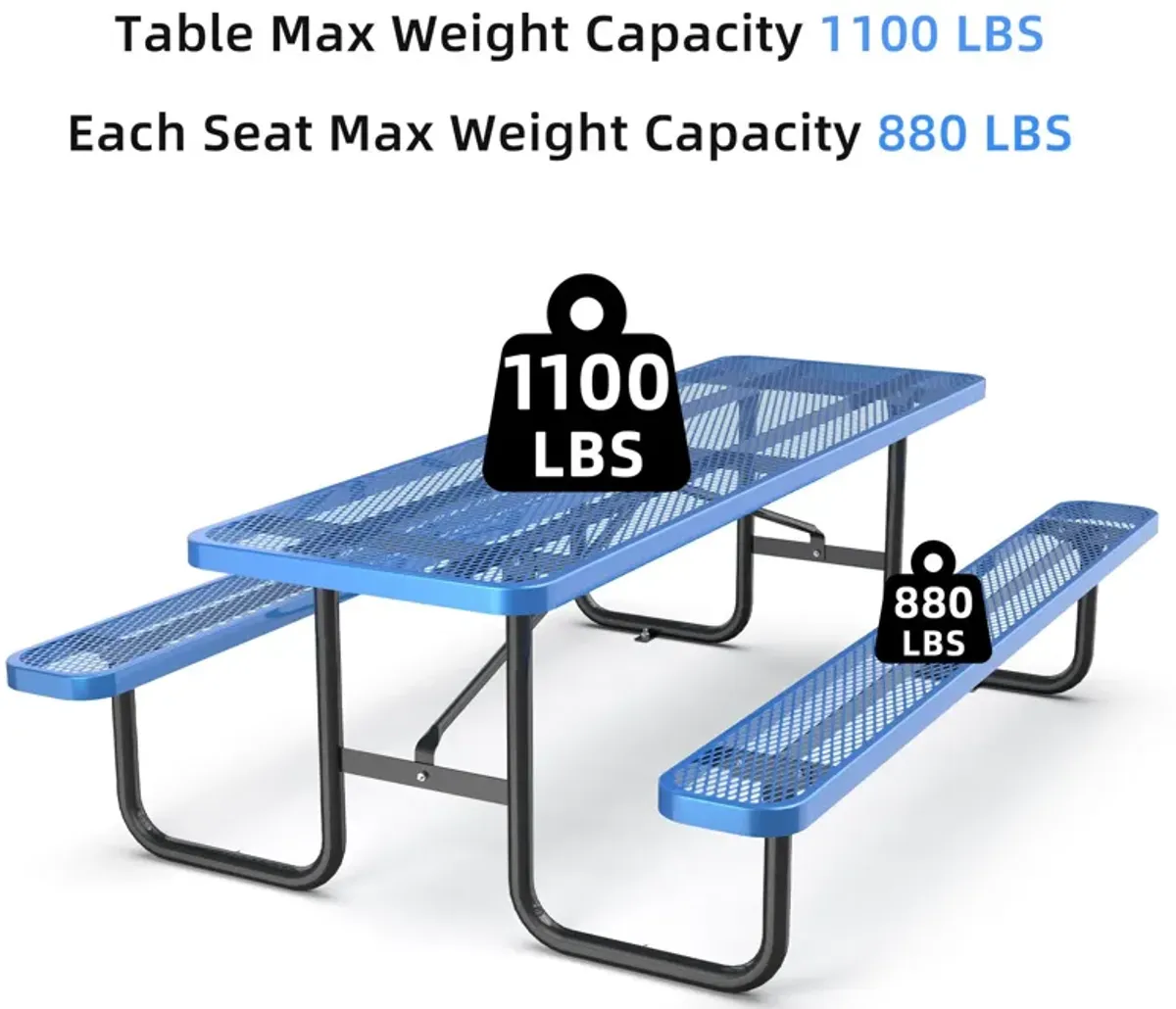 Metal Expanded Rectangular Picnic Table