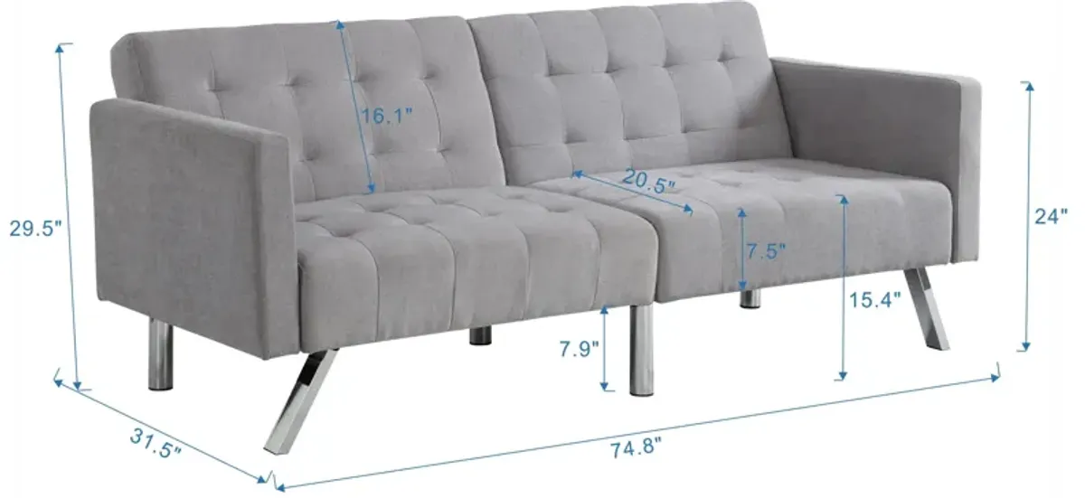 Futon Sofa Bed Convertible Folding Lounge Couch, Armrests